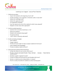 Learning Loss Support - Lesson Plan Checklist - Georgia (United States)