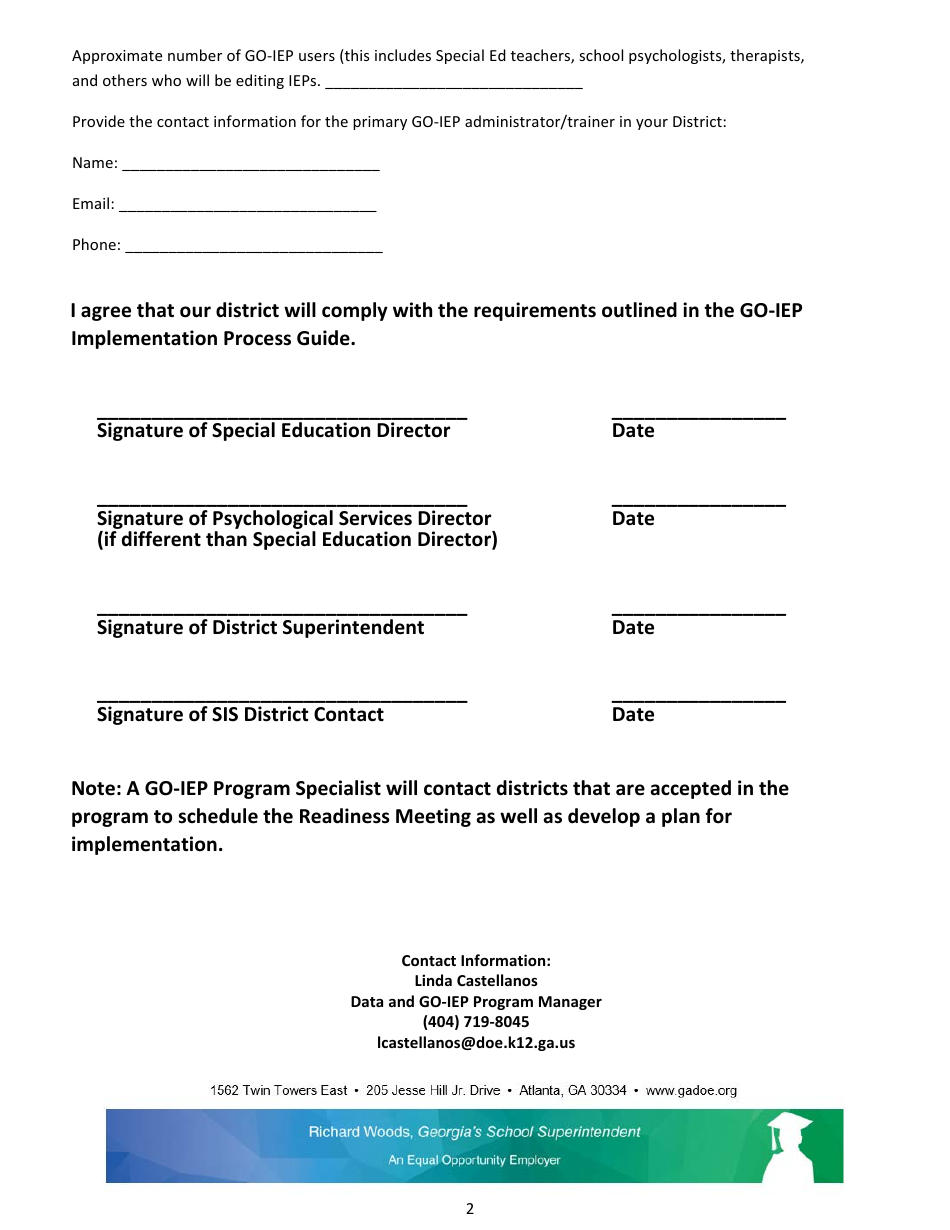 Application for Georgia Online Iep (Go-Iep) - Georgia (United States), Page 2