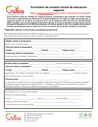 Document preview: Formulario De Reclamo Formal De Educacion Especial - Georgia (United States) (Spanish)