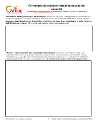 Formulario De Reclamo Formal De Educacion Especial - Georgia (United States) (Spanish), Page 2