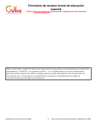 Formulario De Reclamo Formal De Educacion Especial - Georgia (United States) (Spanish), Page 4