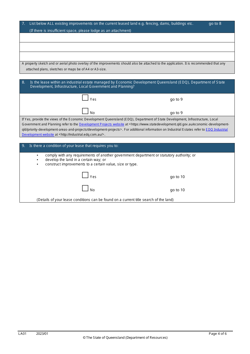 Form LA01 Part B Conversion of a Lease Application - Queensland, Australia, Page 4