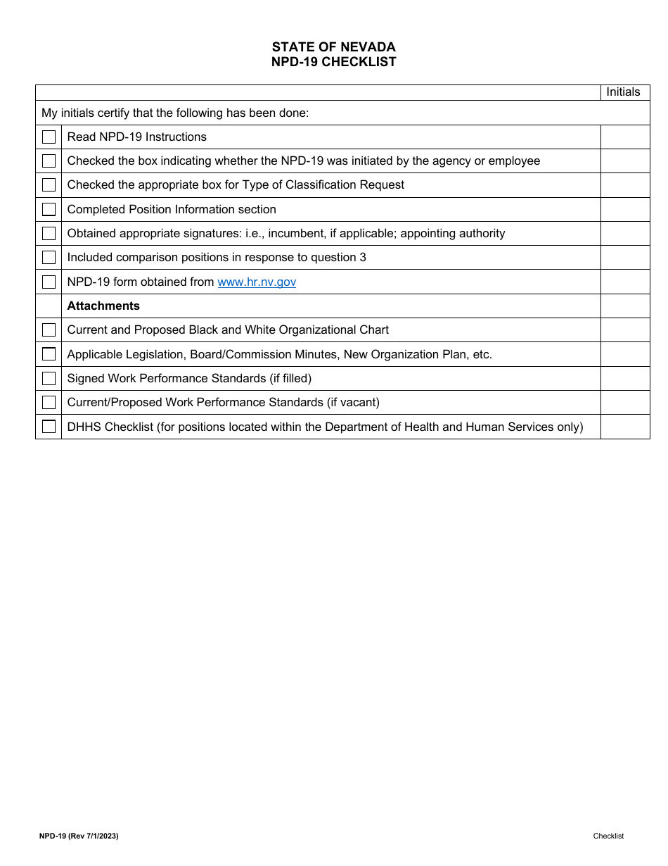 Form NPD-19 Position Questionnaire - Nevada, Page 8