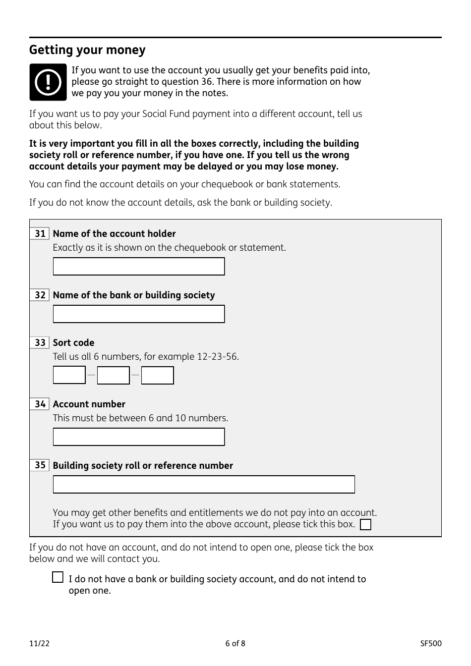 Form SF500 Budgeting Loans From the Social Fund - United Kingdom, Page 6