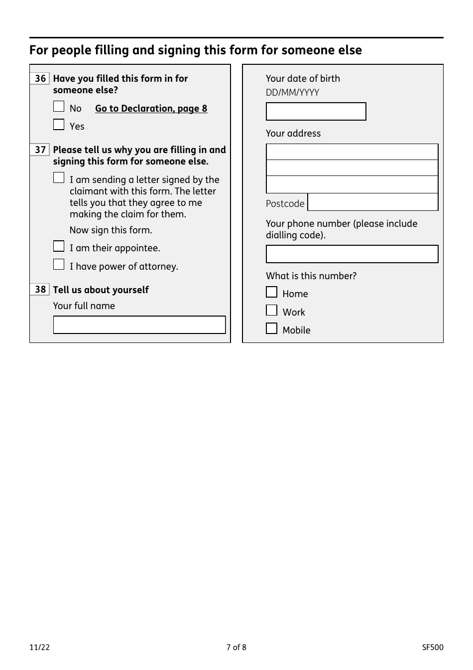 Form SF500 Budgeting Loans From the Social Fund - United Kingdom, Page 7
