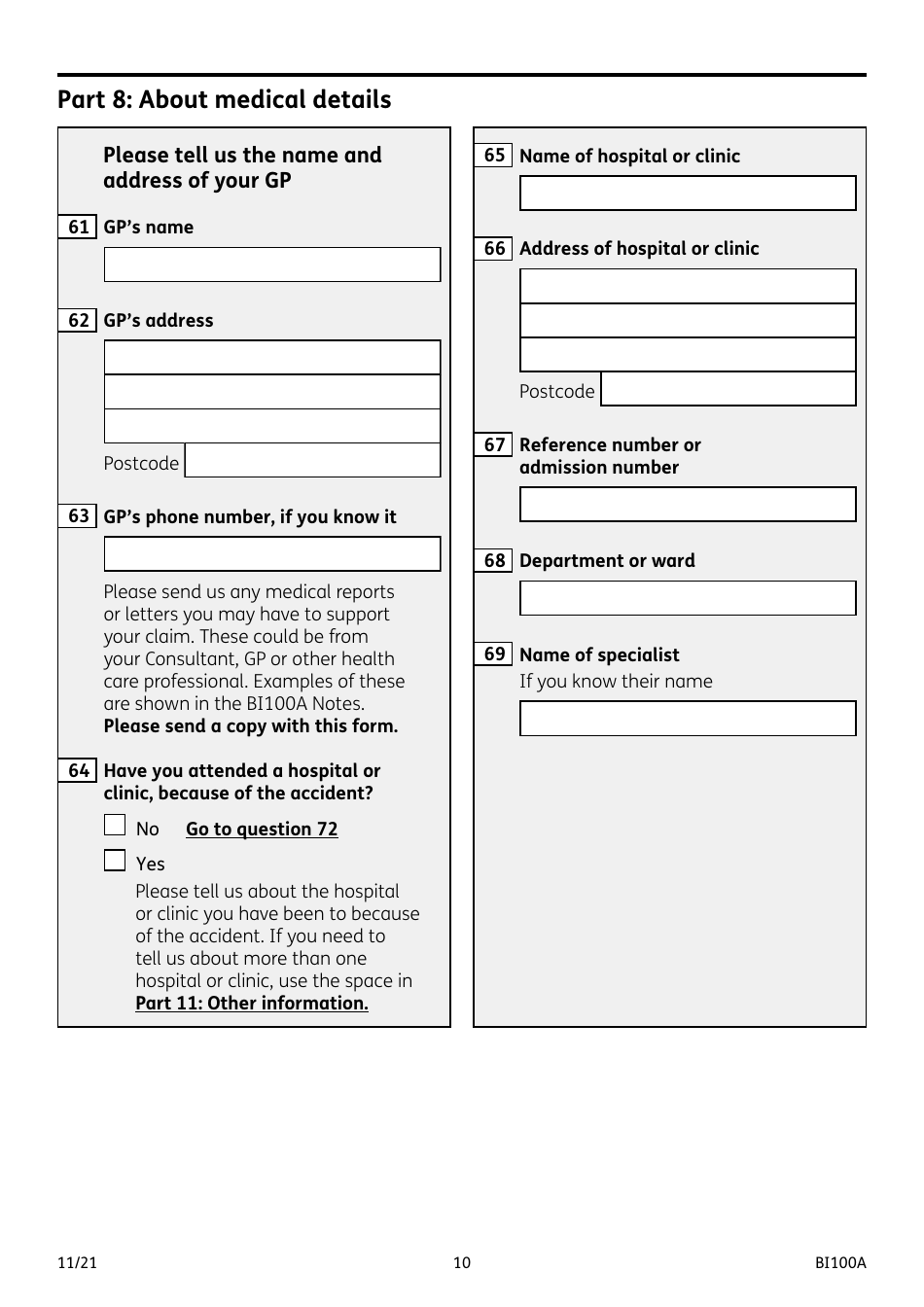 Form BI100A Industrial Injuries Disablement Benefit - United Kingdom, Page 10