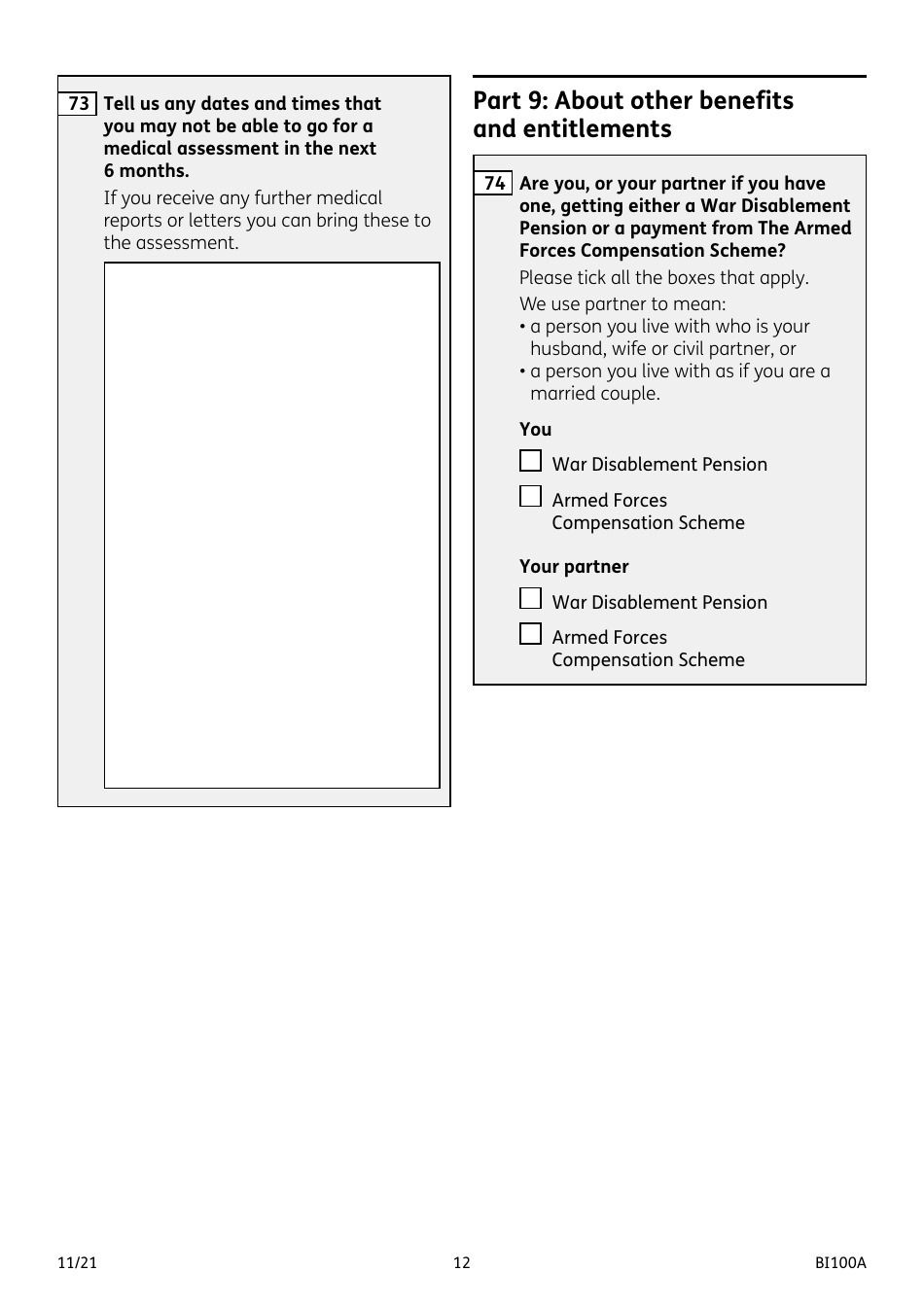 Form BI100A Industrial Injuries Disablement Benefit - United Kingdom, Page 12