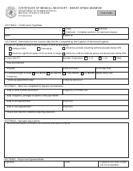 Document preview: Form SFN528 Certificate of Medical Necessity - Infant Apnea Monitor - North Dakota