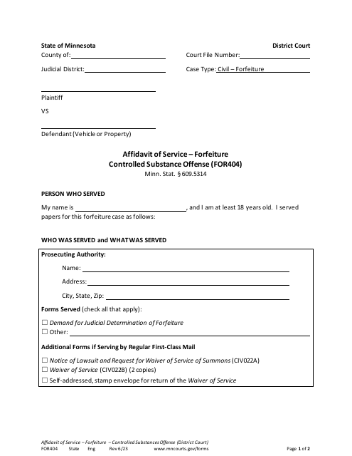 Form FOR404  Printable Pdf