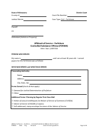 Form FOR404 Affidavit of Service - Forfeiture - Controlled Substance Offense - Minnesota