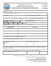 Document preview: Montana Livestock Dealer License Application - Montana