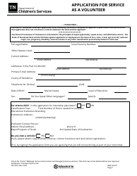 Document preview: Form CS-0319 Application for Service as a Volunteer - Tennessee