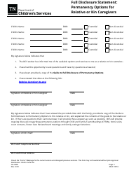 Form CS-0660 Full Disclosure Statement: Permanency Options for Relative or Kin Caregivers - Tennessee