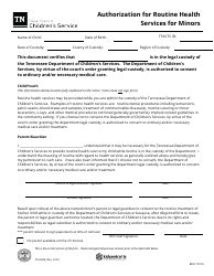 Document preview: Form CS-0206 Authorization for Routine Health Services for Minors - Tennessee
