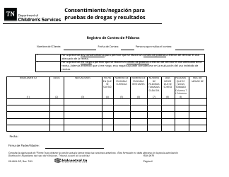 Formulario CS-0831 Consentimiento/Negacion Para Pruebas De Drogas Y Resultados - Tennessee (Spanish), Page 2