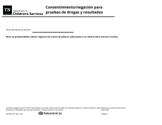 Formulario CS-0831 Consentimiento/Negacion Para Pruebas De Drogas Y Resultados - Tennessee (Spanish), Page 3