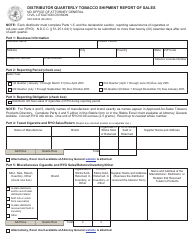 Document preview: Form SFN62036 Distributor Quarterly Tobacco Shipment Report of Sales - North Dakota