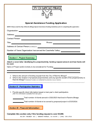 Special Assistance Funding Application - City of Rancho Mirage, California