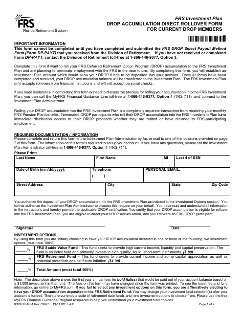 Form IPDROP-AD-1  Printable Pdf