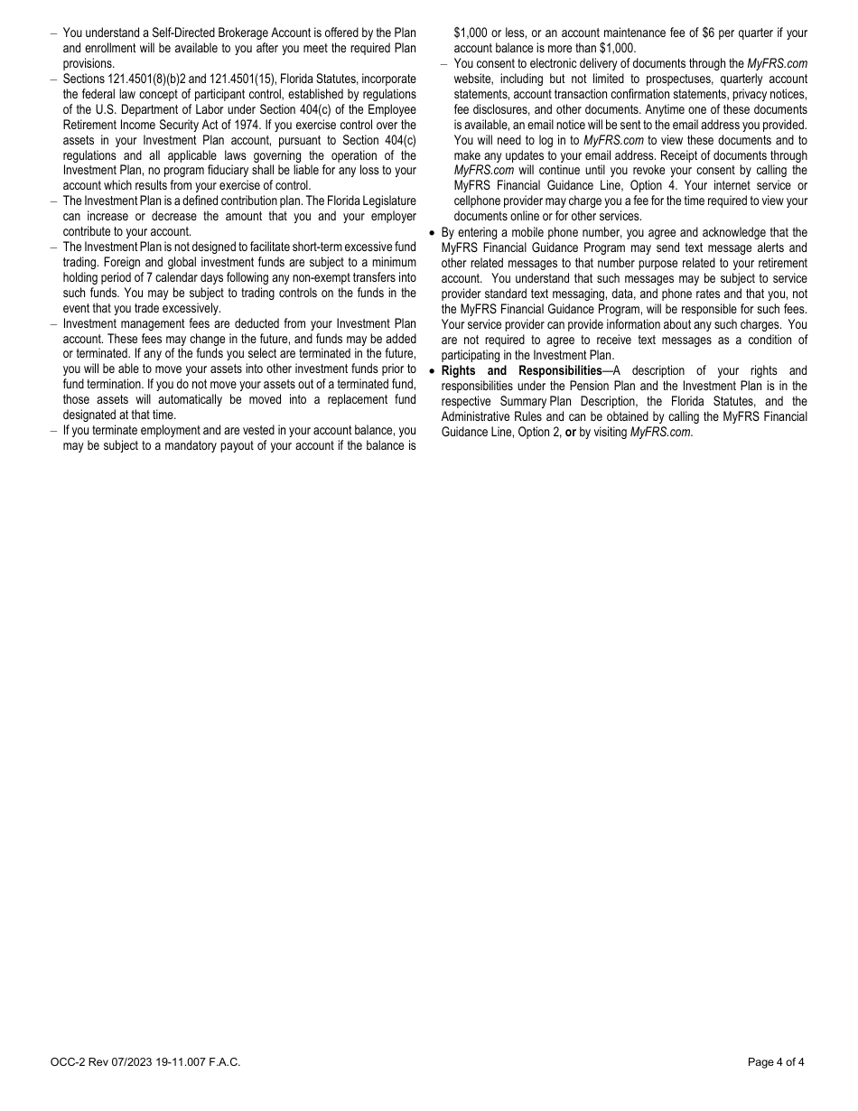 Form OCC-2 Retirement Plan Conversion Form - State Community College System Optional Retirement Program (Sccsorp) - Florida, Page 4