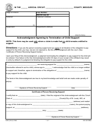 Document preview: Form CS96 Acknowledgment Agreeing to Termination of Child Support - Missouri
