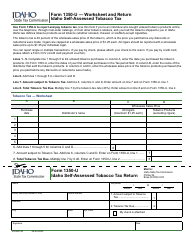 Document preview: Form 1350-U (EFO00130) Worksheet and Return - Idaho Self-assessed Tobacco Tax - Idaho