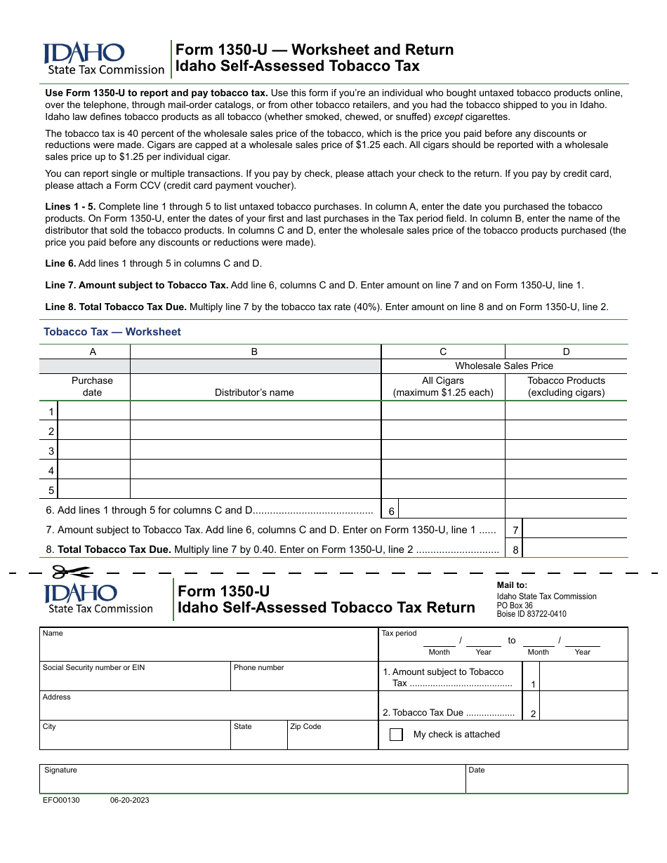Form 1350U (EFO00130) Fill Out, Sign Online and Download Fillable