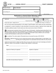 Document preview: Form PR30 Application to Amend Order Refusing Letters - Missouri
