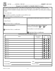 Document preview: Form GN205 Request to Establish or Modify Debit Account - Missouri