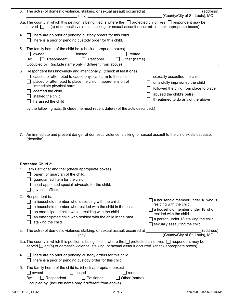 Form CP42 Download Fillable PDF or Fill Online Petition for Order of ...