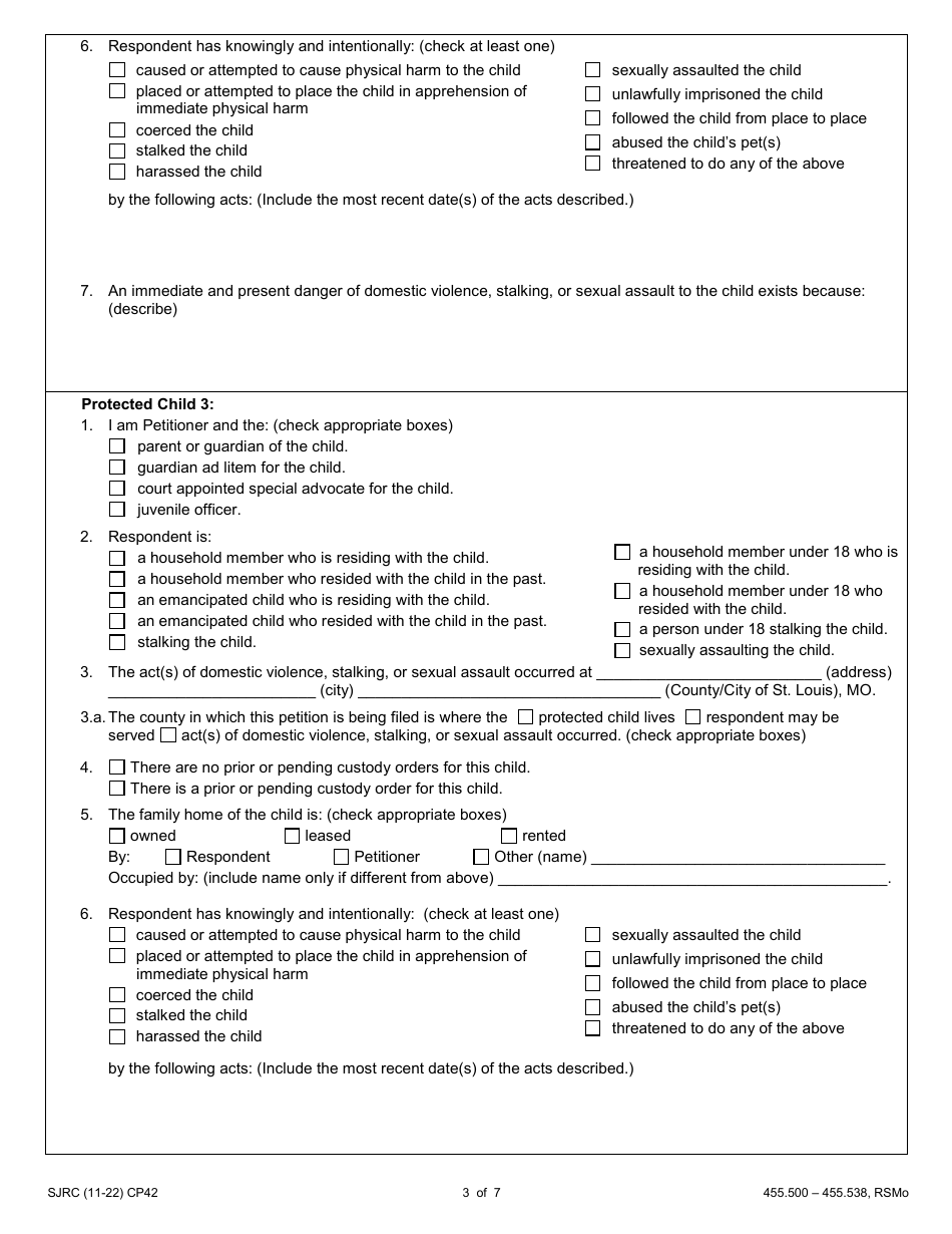 Form CP42 Download Fillable PDF or Fill Online Petition for Order of ...