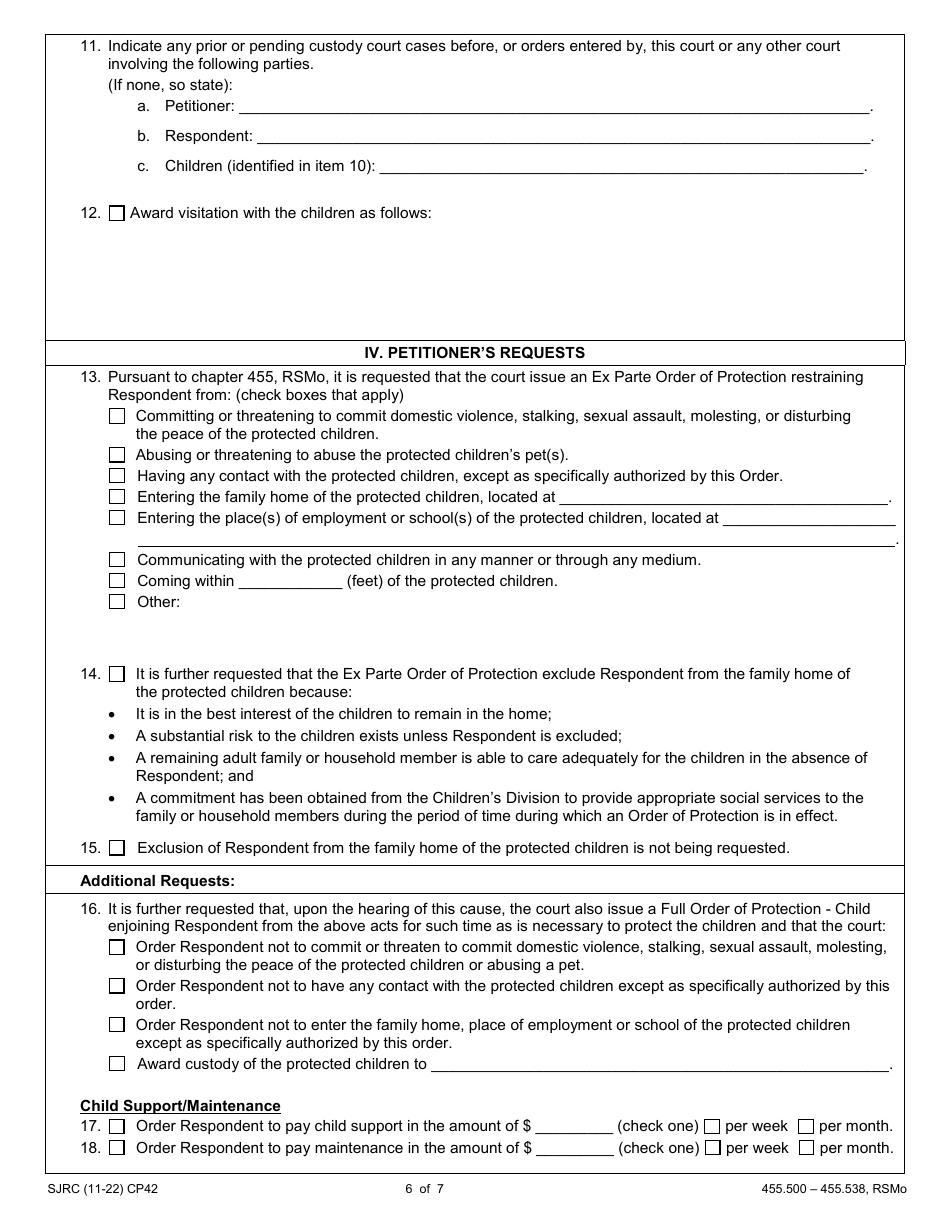 Form CP42 Download Fillable PDF Or Fill Online Petition For Order Of form-cp42-download-fillable-pdf-or-fill-online-petition-for-order-of