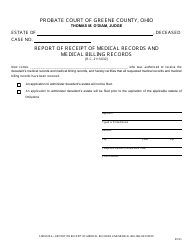 Document preview: Form 29.2 Report of Receipt of Medical Records and Medical Billing Records - Greene County, Ohio