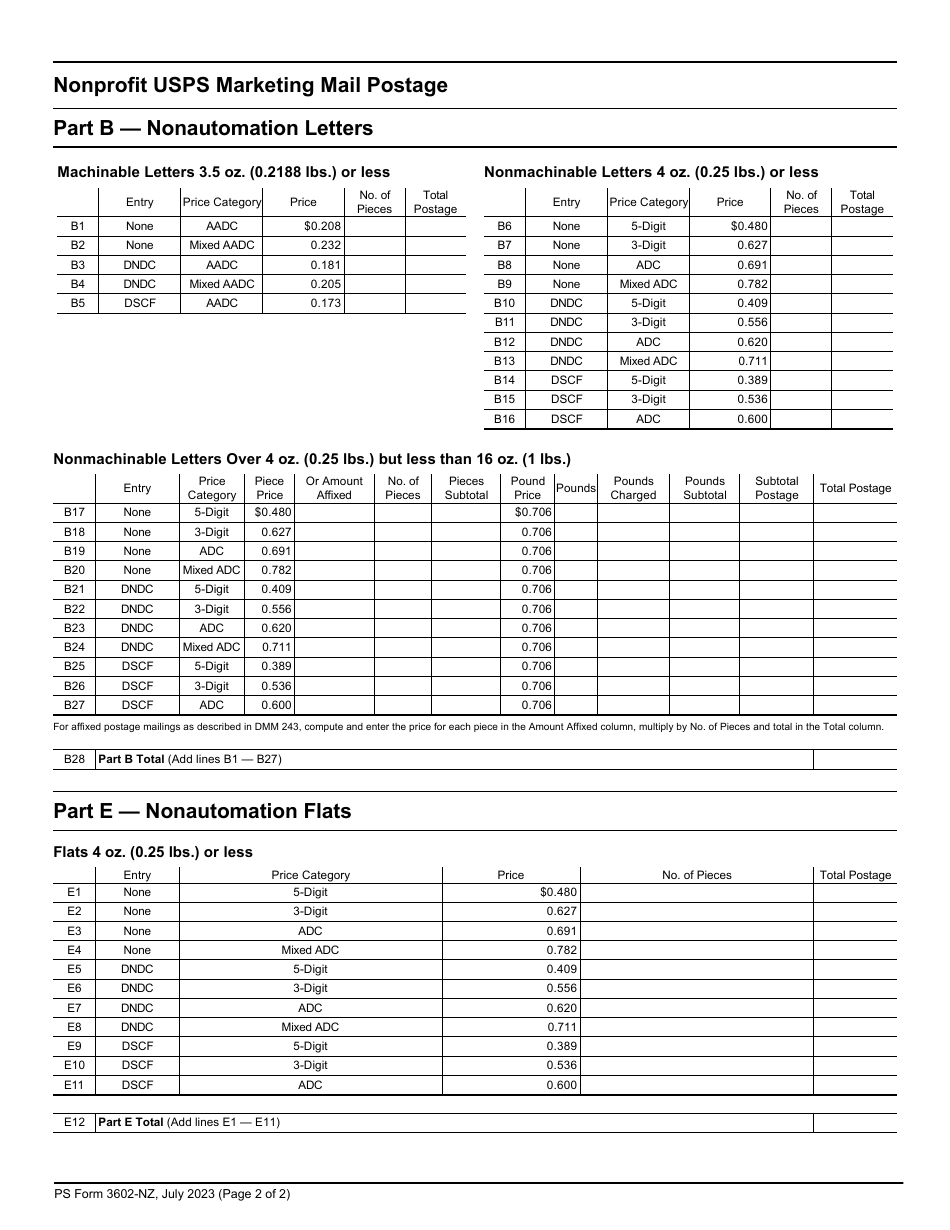 PS Form 3602-NZ Download Printable PDF or Fill Online Postage Statement ...