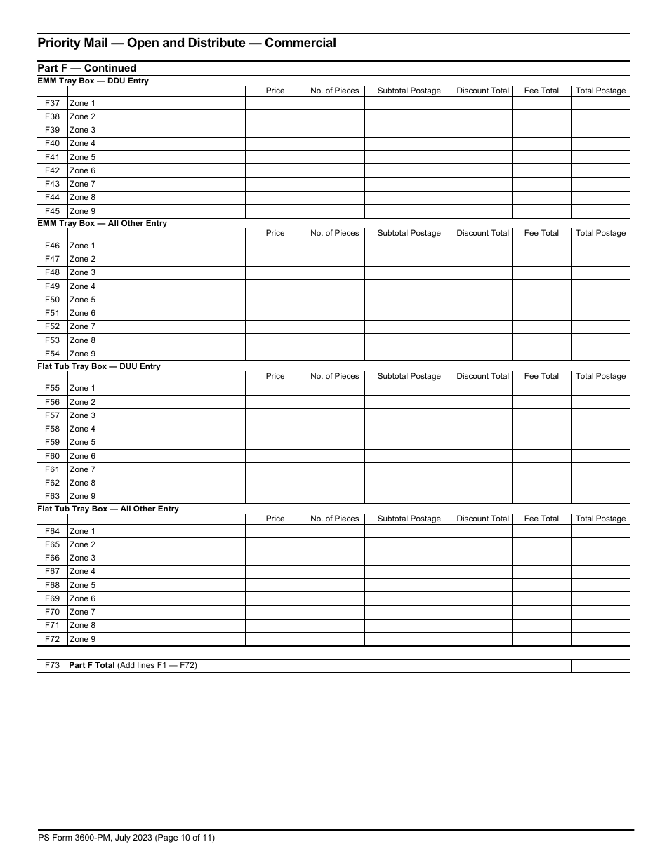 PS Form 3600-PM Postage Statement - Priority Mail - Permit Imprint, Page 10