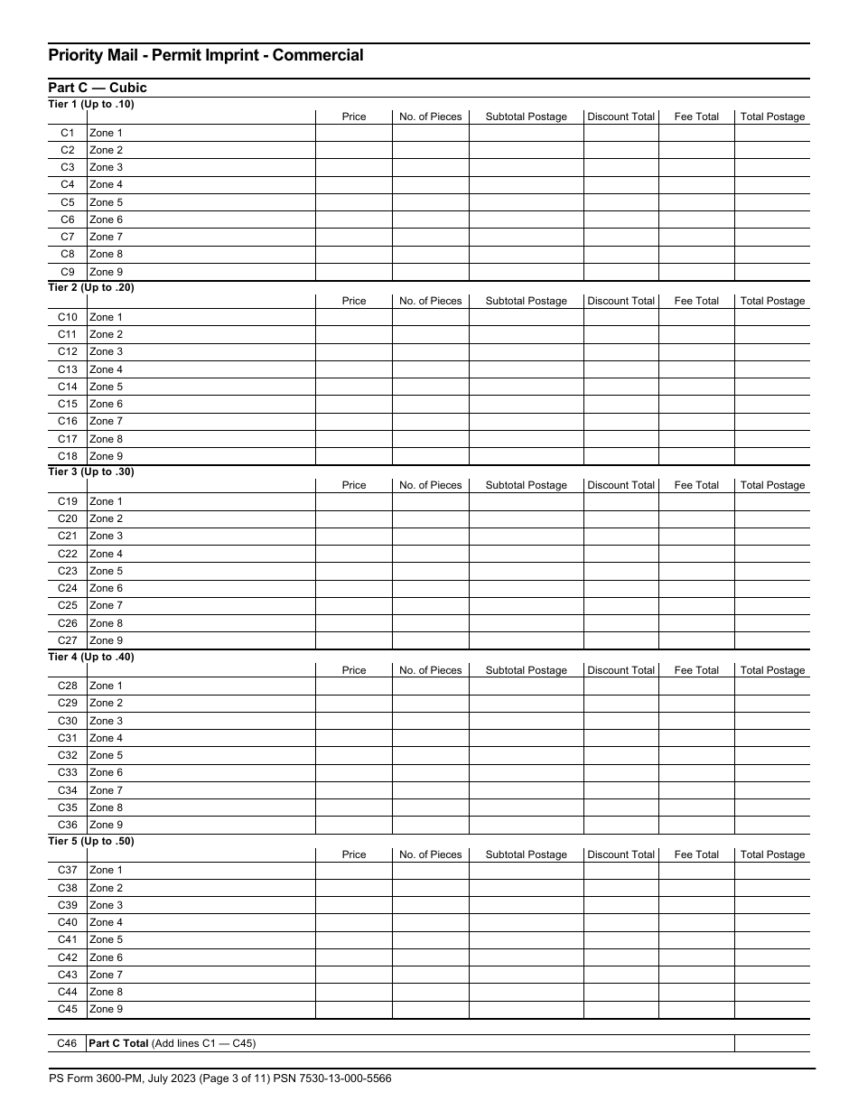 PS Form 3600-PM Postage Statement - Priority Mail - Permit Imprint, Page 3