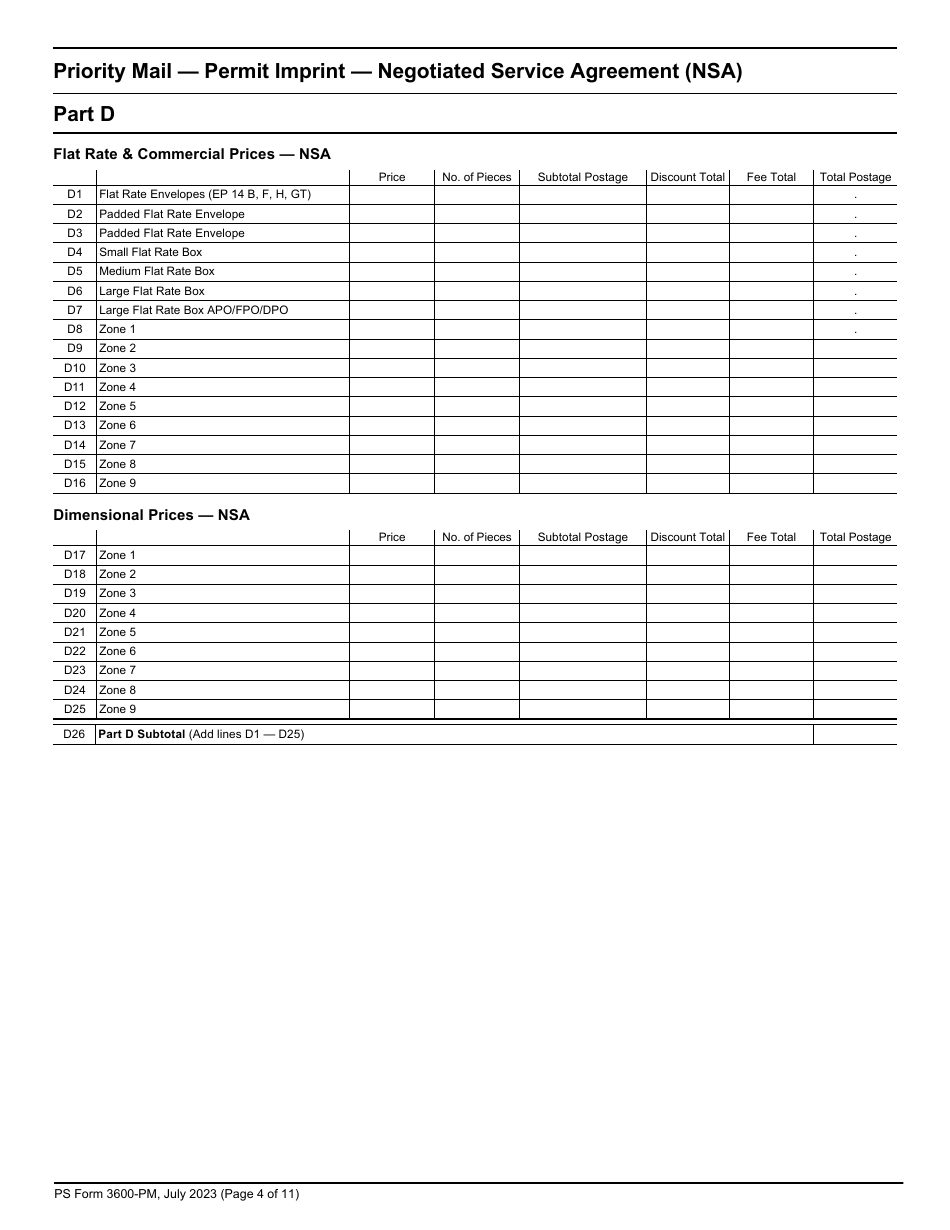 PS Form 3600-PM Postage Statement - Priority Mail - Permit Imprint, Page 4