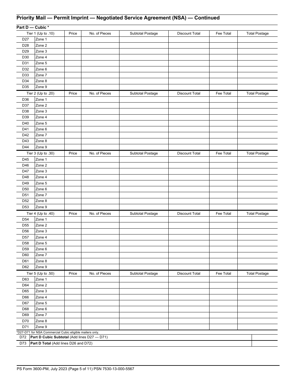 PS Form 3600-PM Postage Statement - Priority Mail - Permit Imprint, Page 5