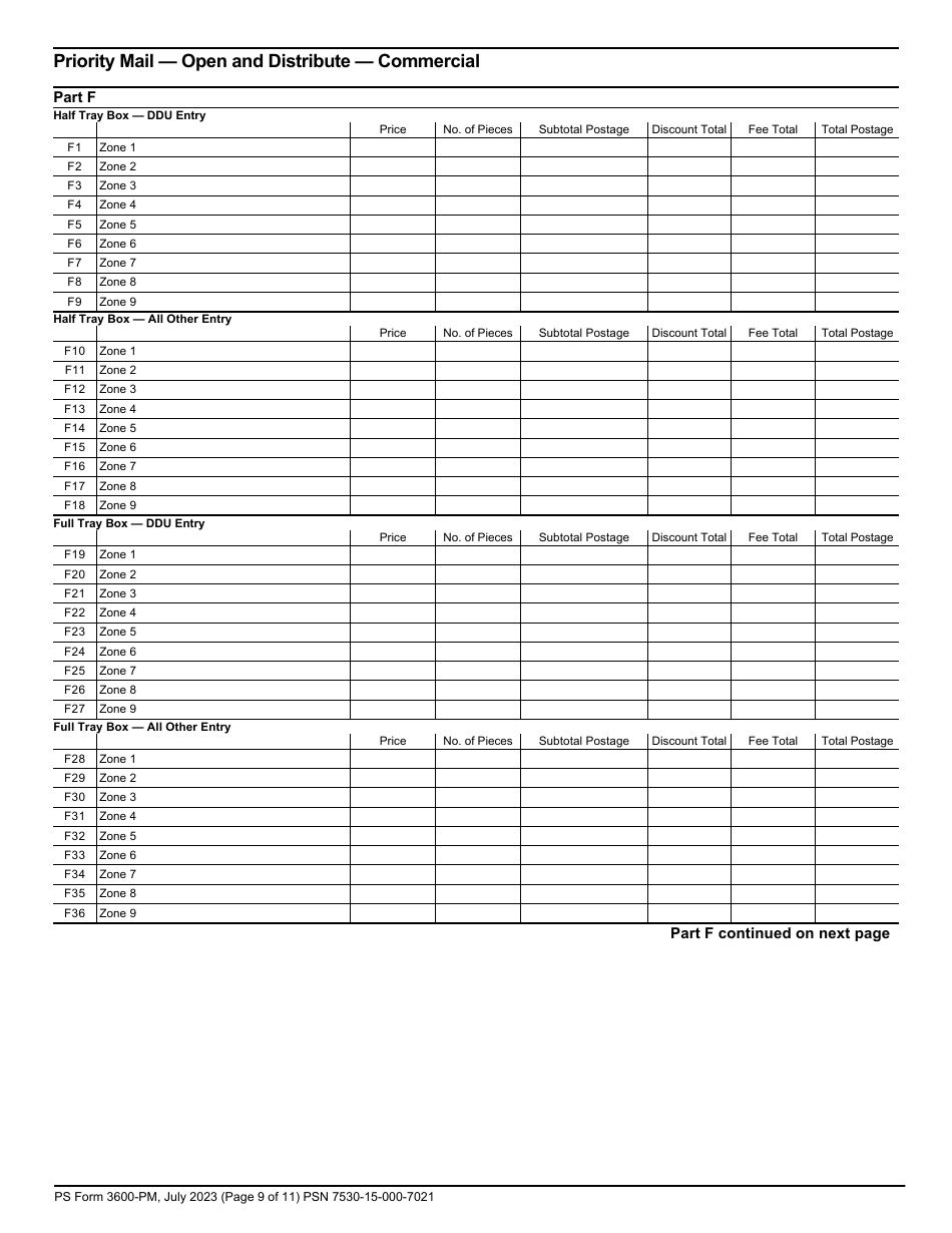 PS Form 3600-PM Postage Statement - Priority Mail - Permit Imprint, Page 9