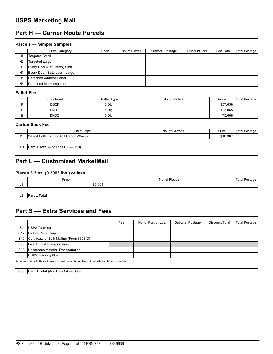 PS Form 3602-R Postage Statement - USPS Marketing Mail, Page 11