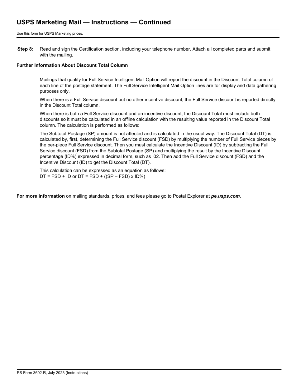 PS Form 3602-R Postage Statement - USPS Marketing Mail, Page 13