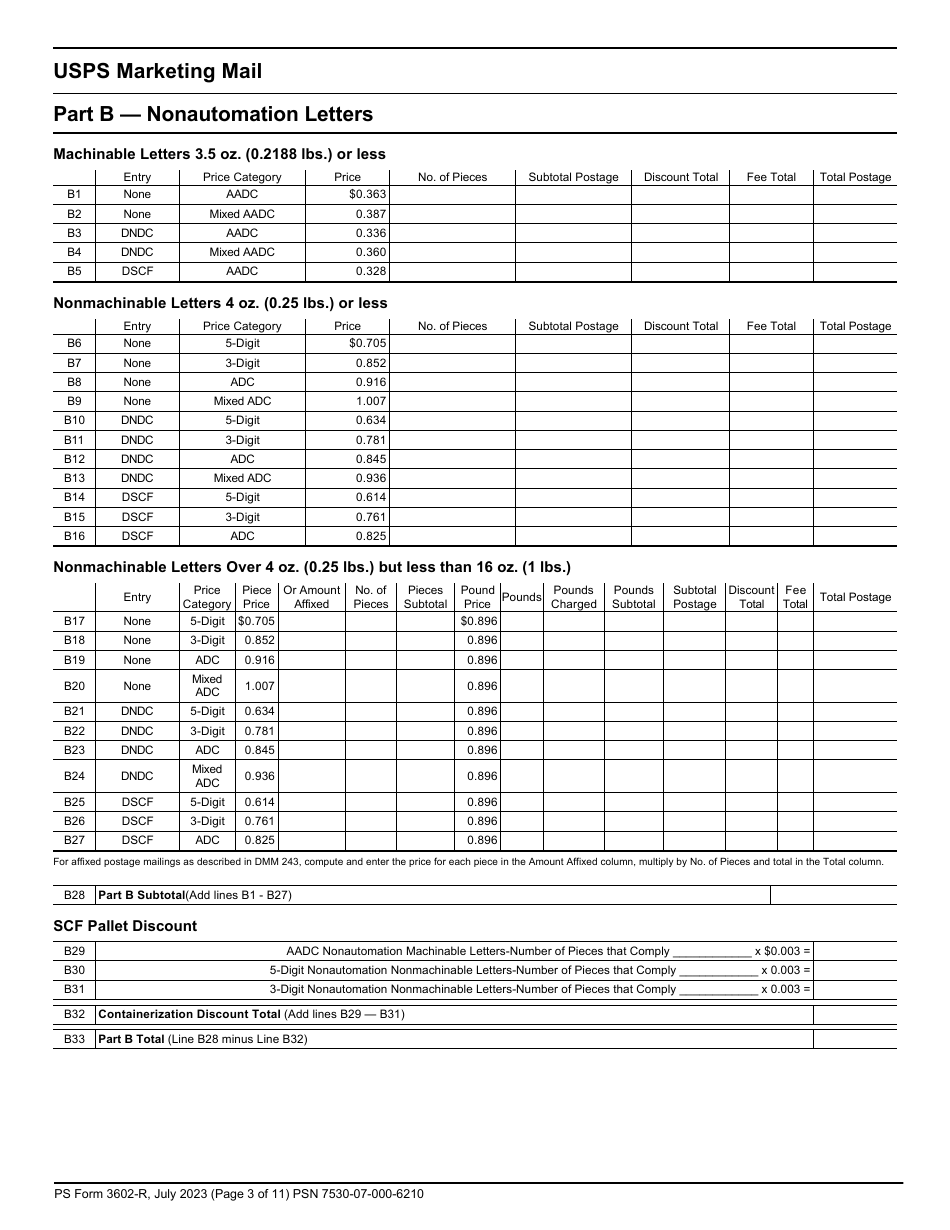 Ps form 3602 r download printable pdf or fill online postage statement