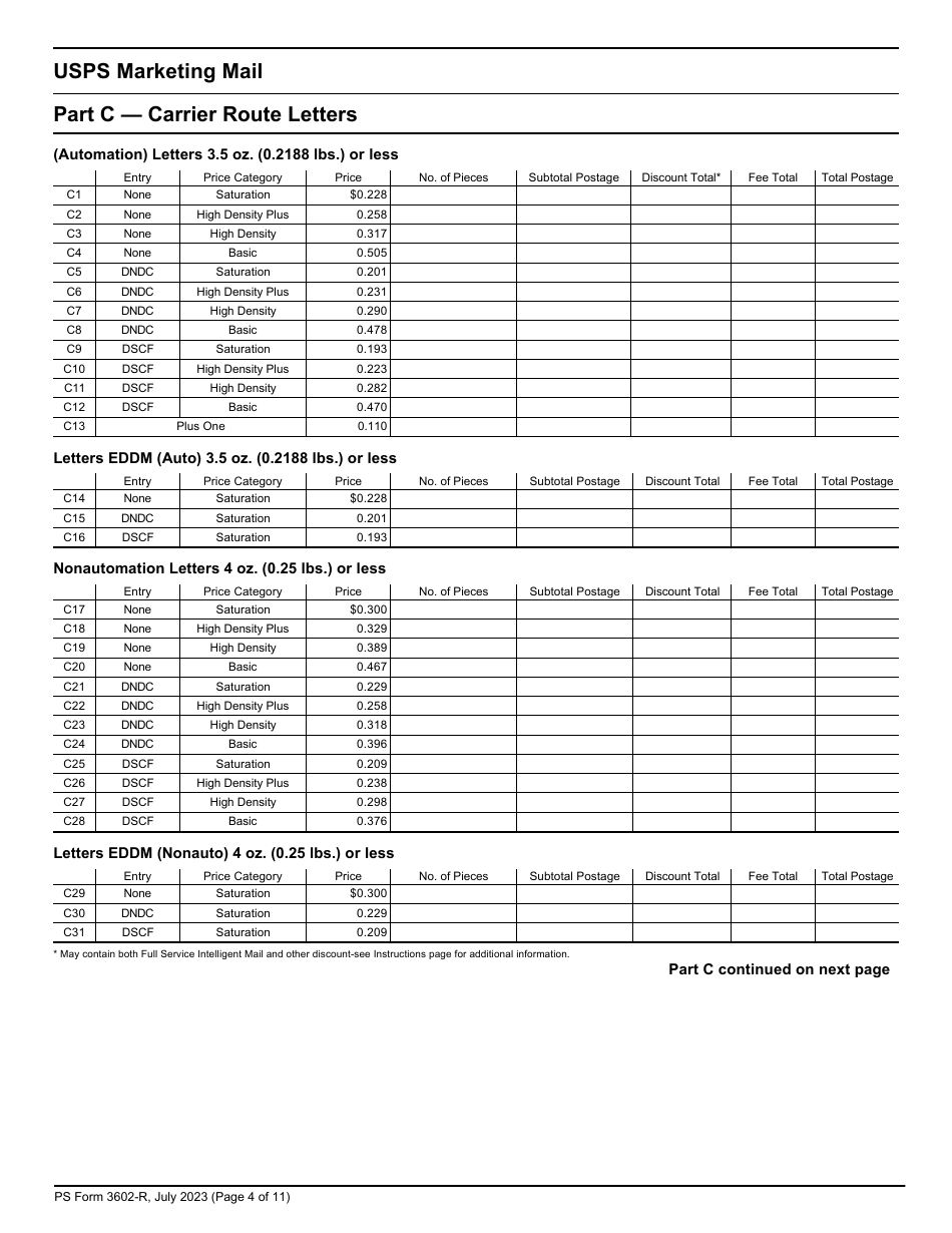 PS Form 3602-R Postage Statement - USPS Marketing Mail, Page 4