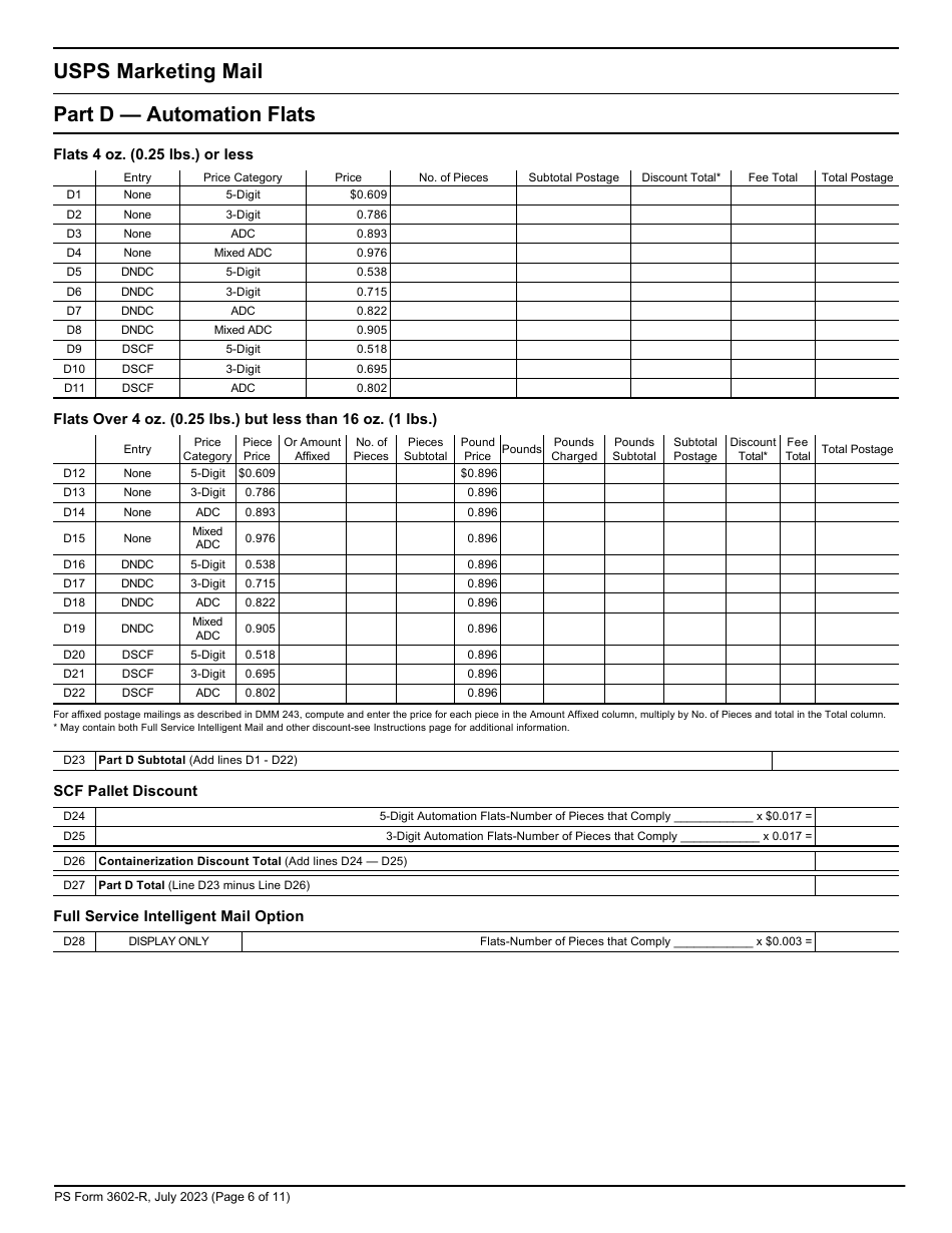 PS Form 3602-R Postage Statement - USPS Marketing Mail, Page 6