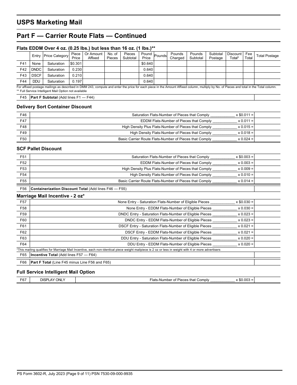 PS Form 3602-R Postage Statement - USPS Marketing Mail, Page 9