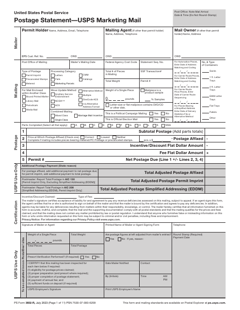 PS Form 3602-R  Printable Pdf