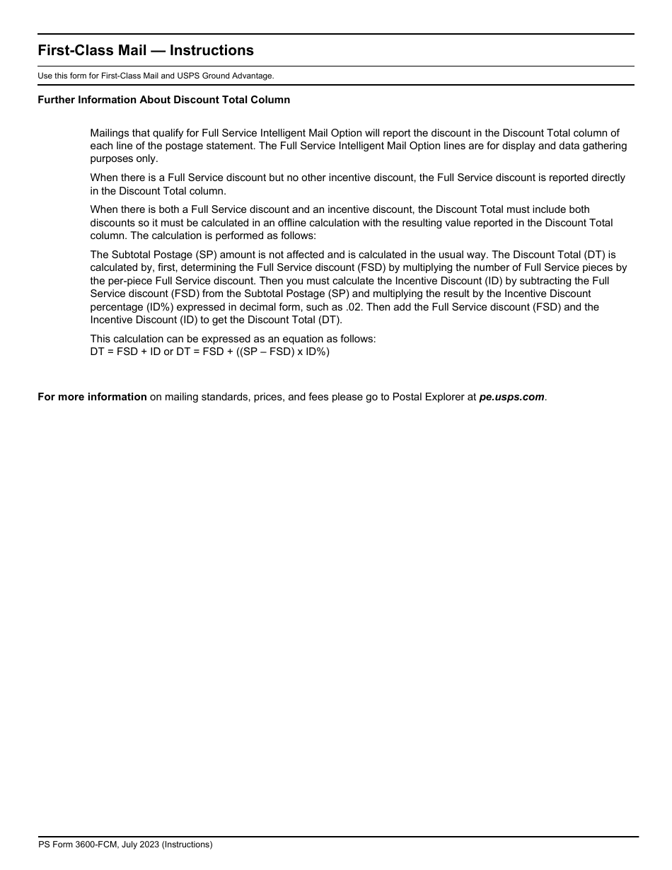 PS Form 3600-FCM Postage Statement - First-Class Mail and USPS Ground Advantage, Page 11