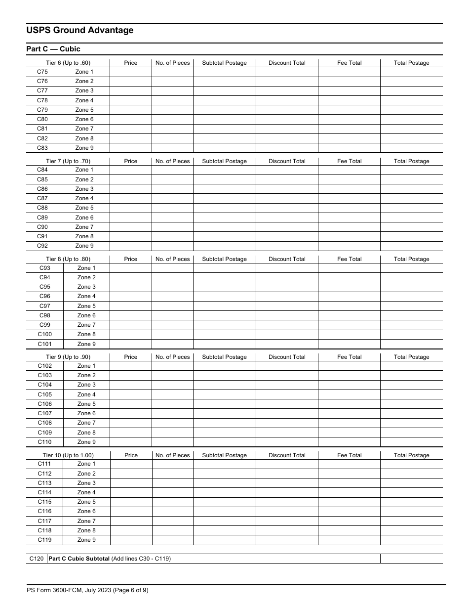 PS Form 3600-FCM Postage Statement - First-Class Mail and USPS Ground Advantage, Page 6