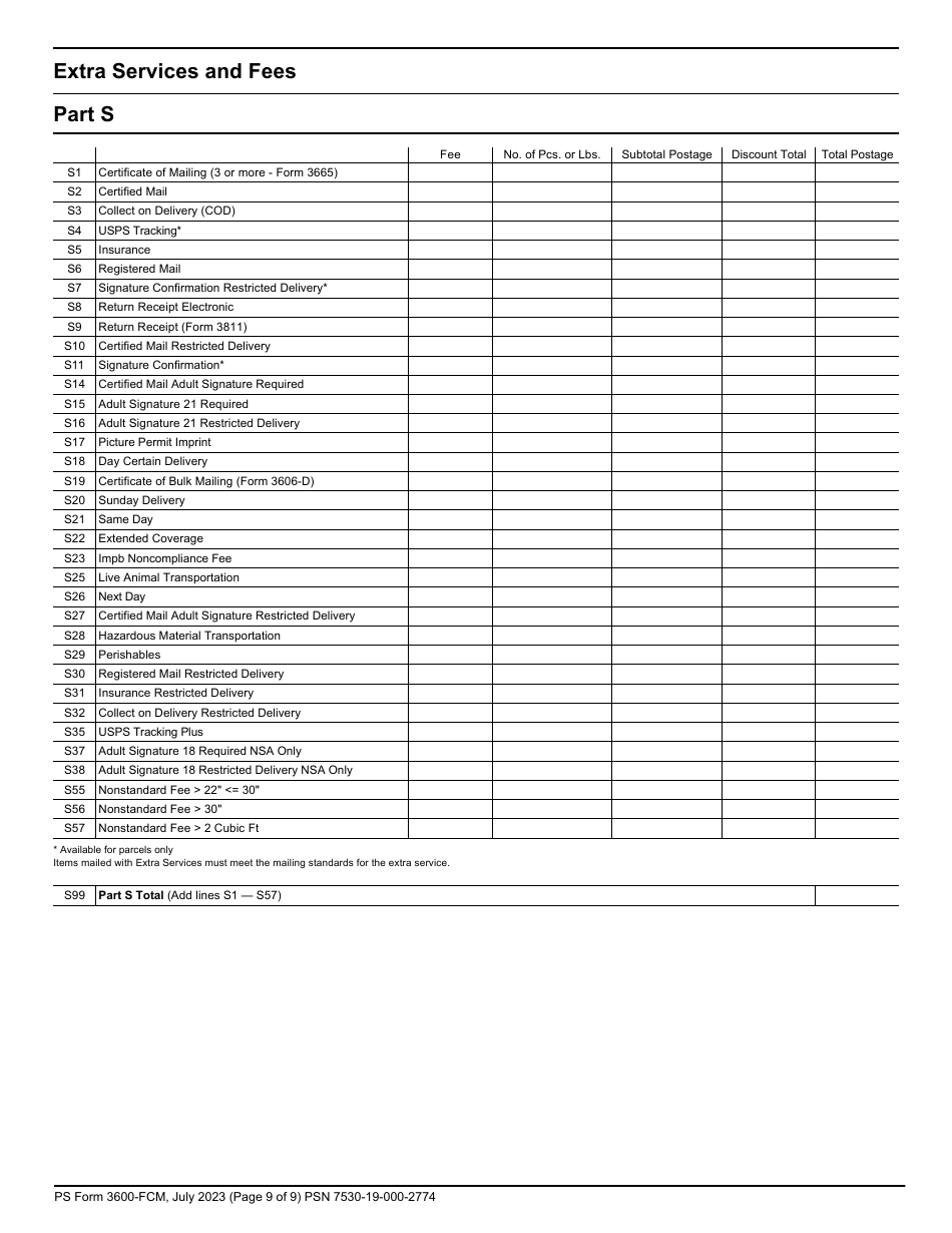 PS Form 3600-FCM Postage Statement - First-Class Mail and USPS Ground Advantage, Page 9
