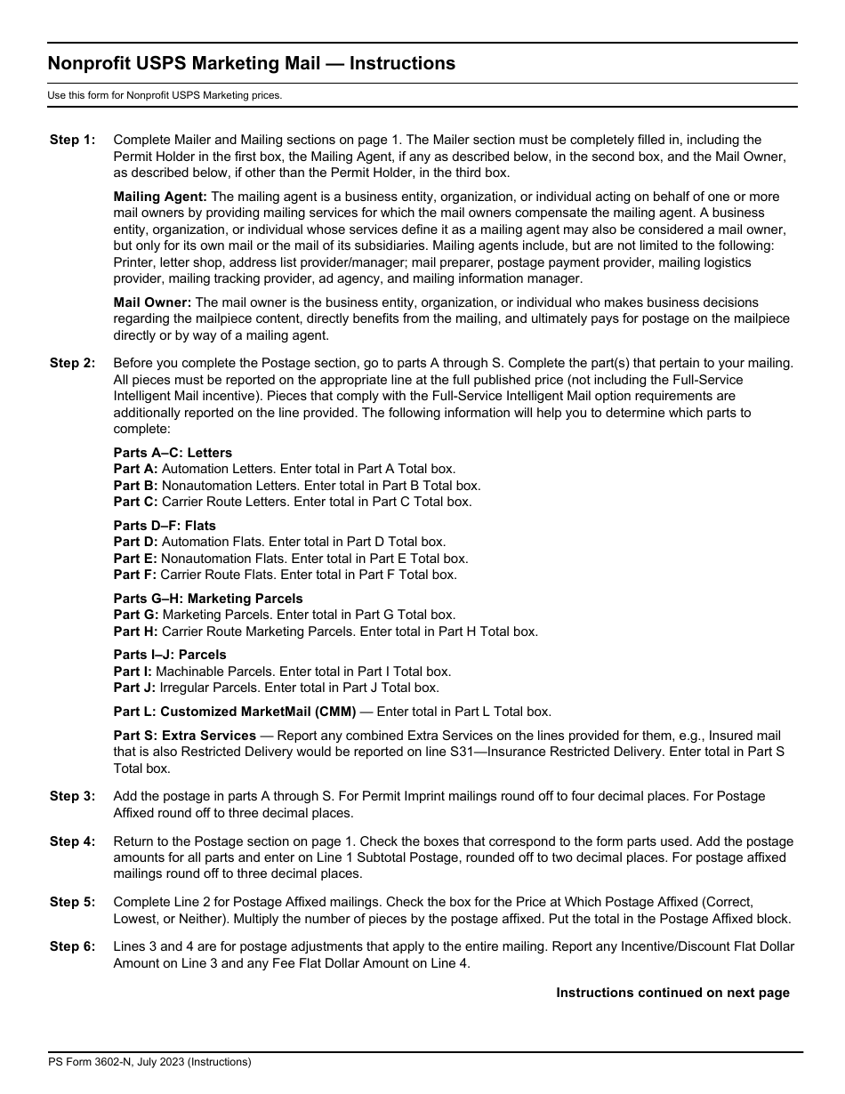 PS Form 3602-N Postage Statement - Nonprofit USPS Marketing Mail, Page 13
